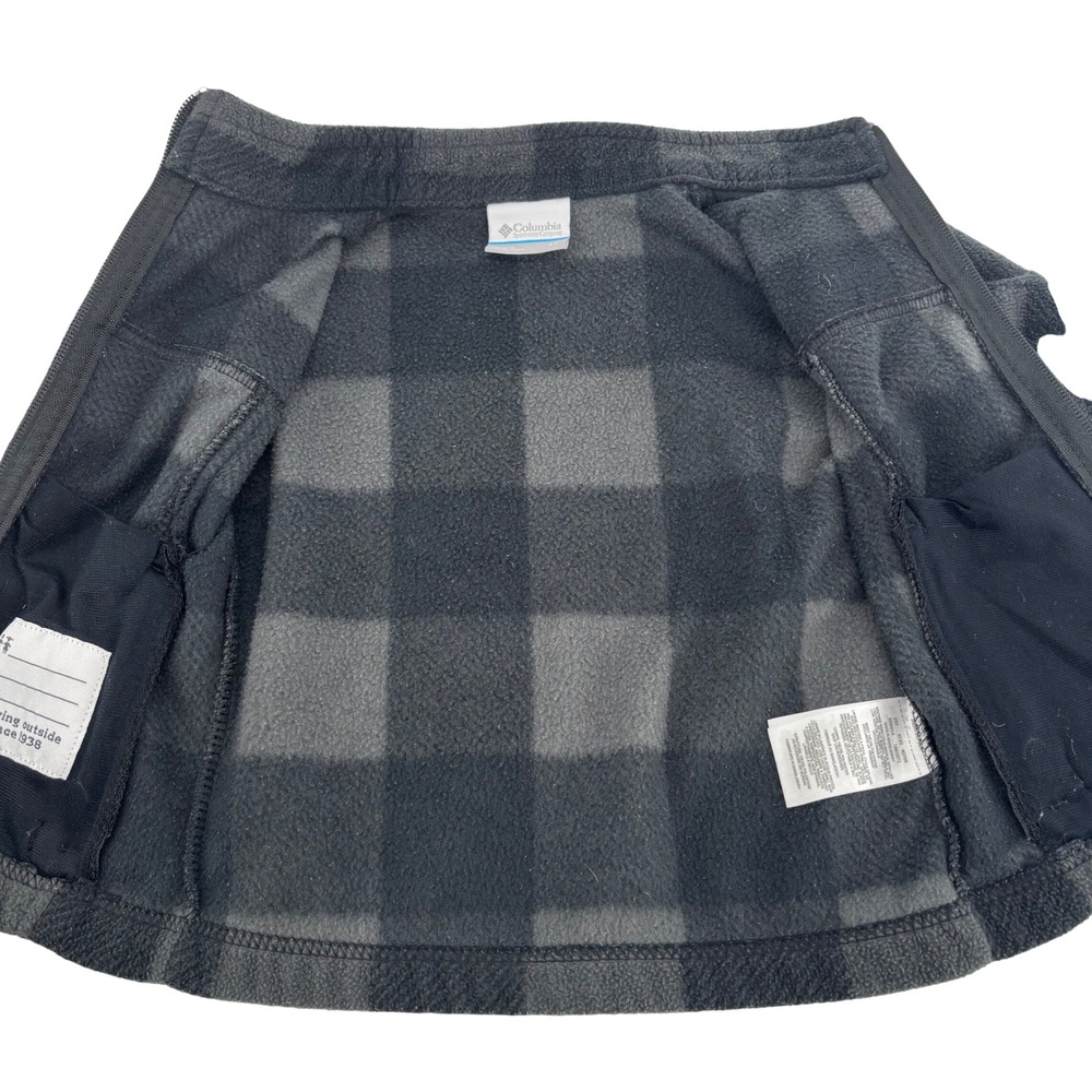 Columbia Toddler Boys Gray Buffalo Plaid Full Zip Fleece Jacket 3T - Picture 6 of 9